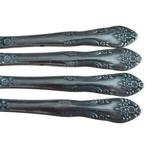 Vintage Rogers Dream Rose Floral Stainless Steel Knives Set of Four  8.5"L